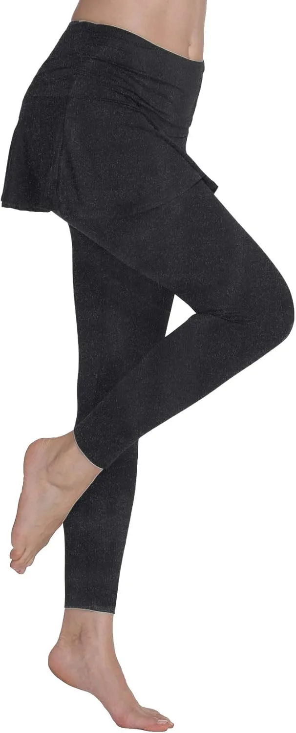 ChinFun Women's Sports Skirted Leggings Yoga Skirts Spandex Tights Athletic Tennis Skorts Gym Active Running Bottoms