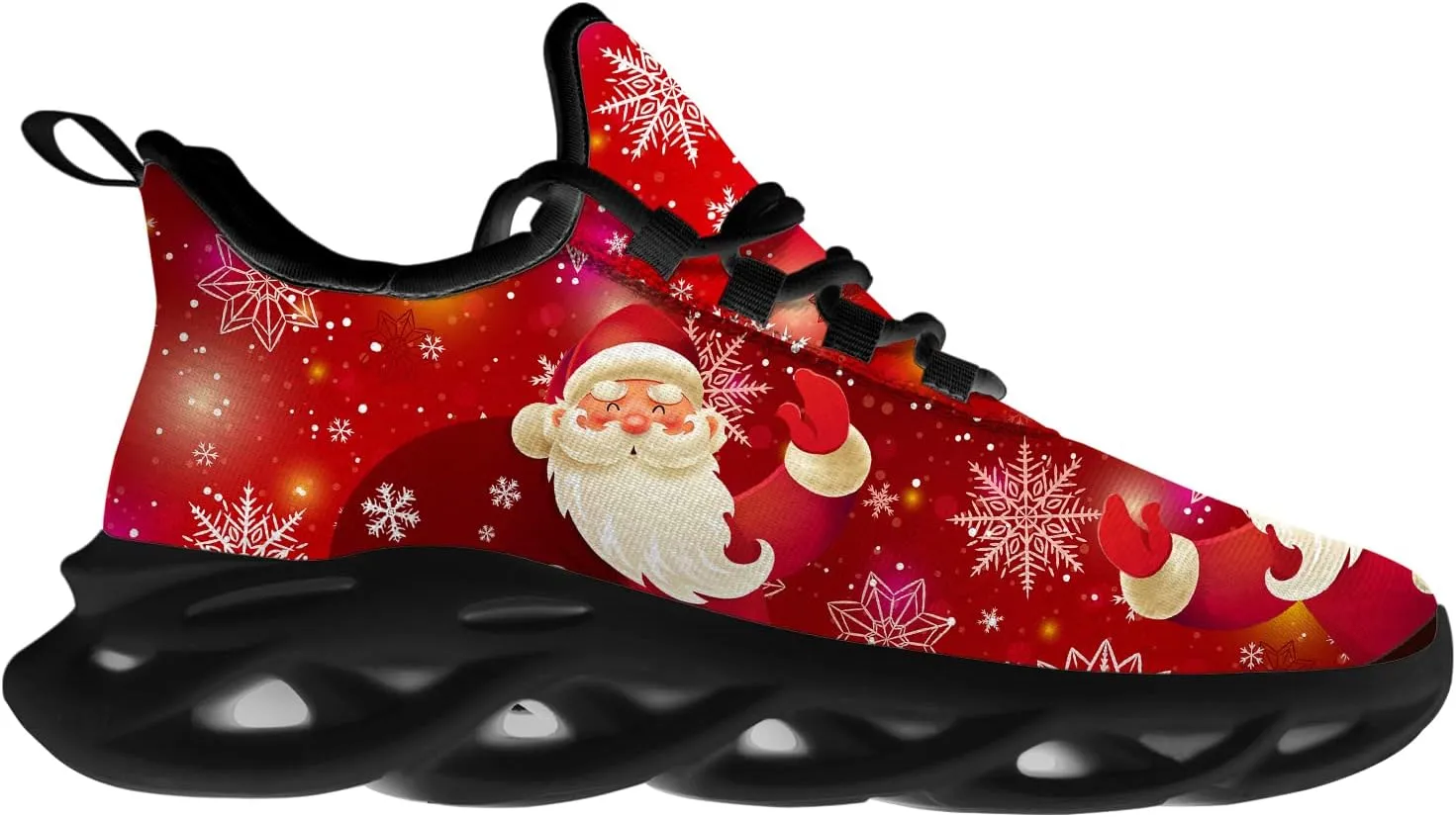Ciadoon Christmas Shoes for Women Men Road Running Walking Tennis Breathable Lightweight Sneakers Santa Shoes Gifts for Men Women