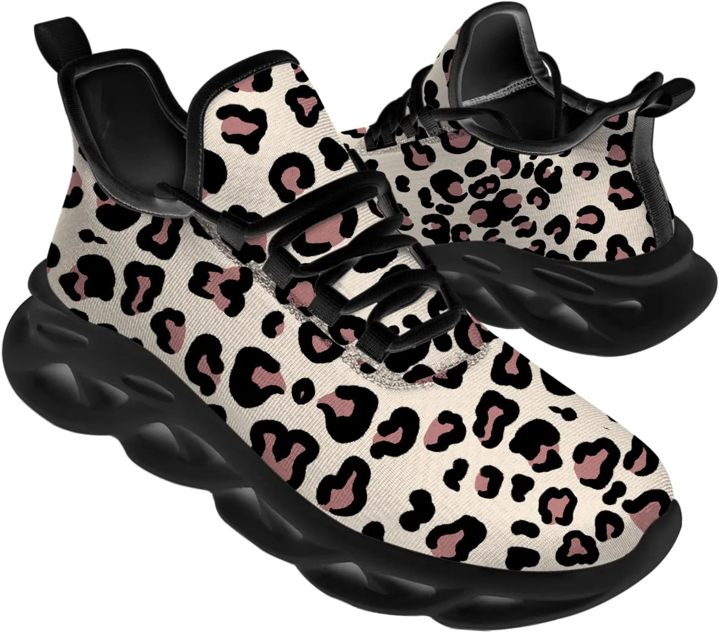 Ciadoon Leopard Shoes for Men Women Road Running Shoes Walking Tennis Sneakers Athletic Jogging Shoes Gifts