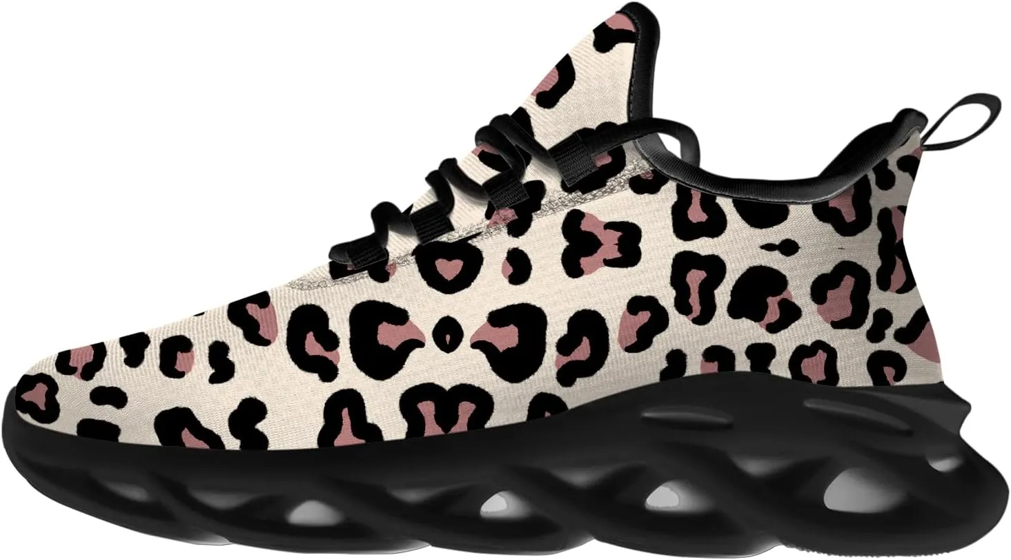Ciadoon Leopard Shoes for Men Women Road Running Shoes Walking Tennis Sneakers Athletic Jogging Shoes Gifts