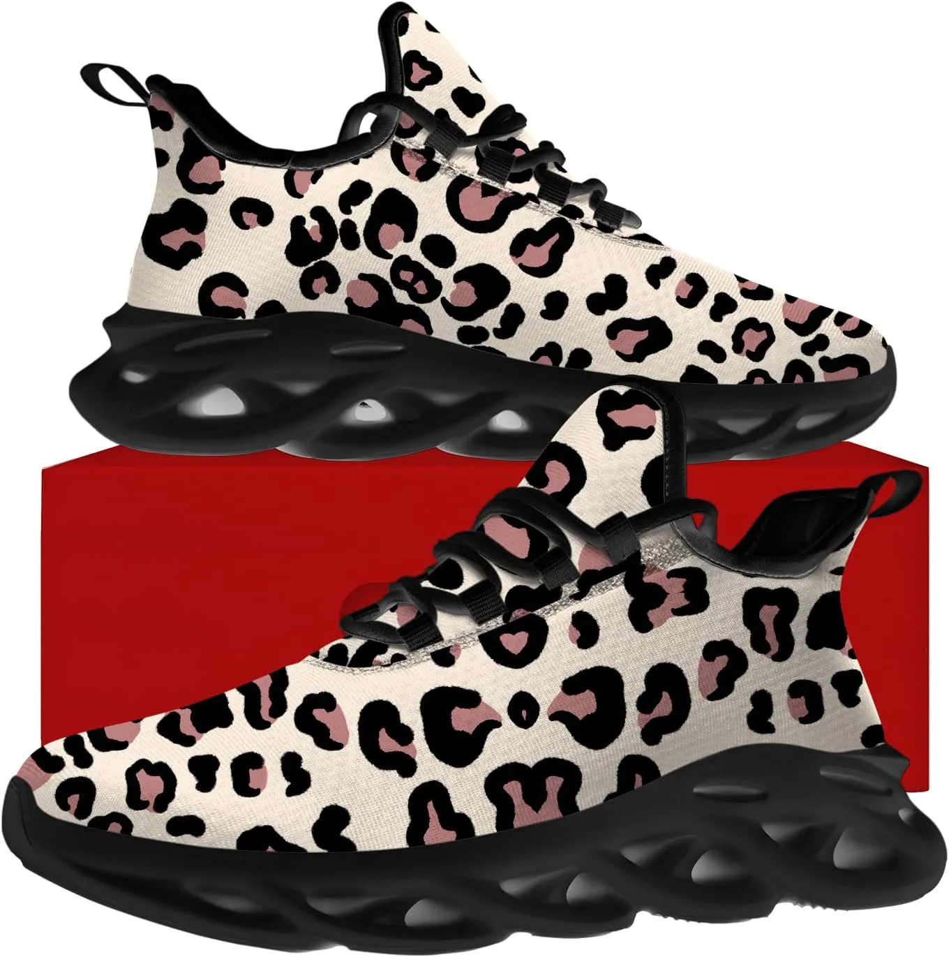 Ciadoon Leopard Shoes for Men Women Road Running Shoes Walking Tennis Sneakers Athletic Jogging Shoes Gifts