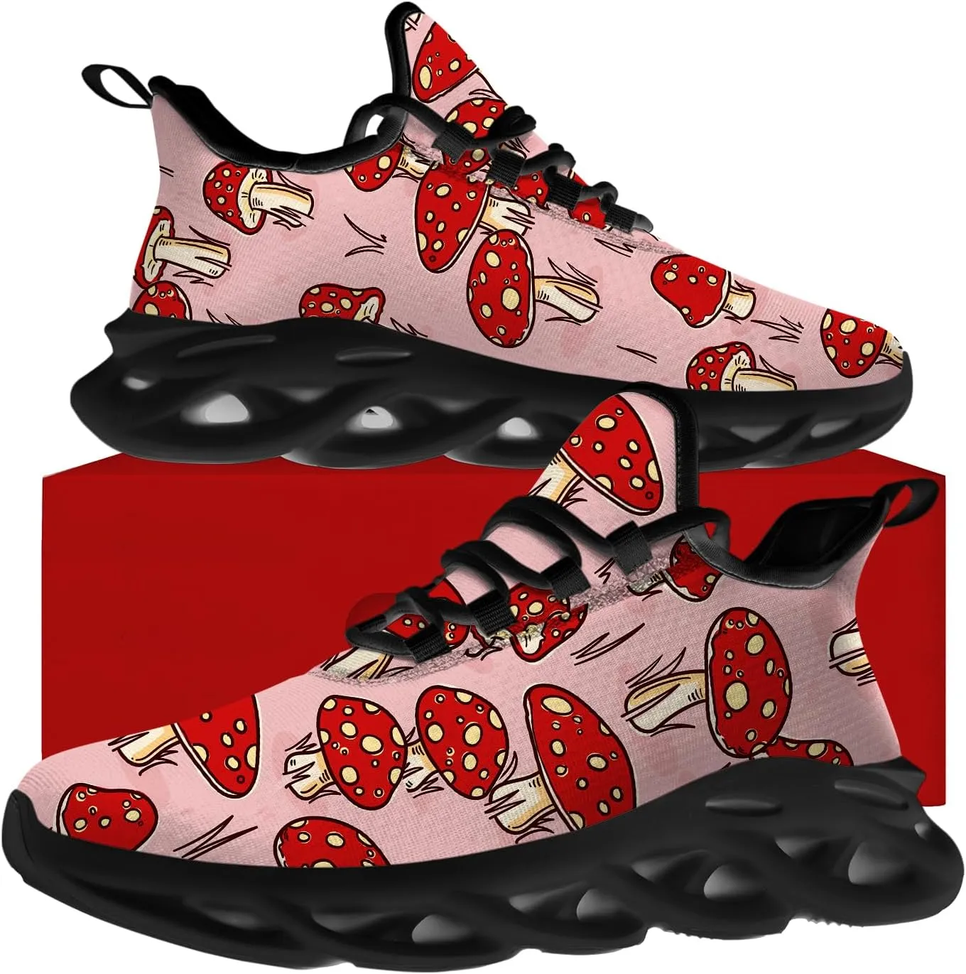 Ciadoon Mushroom Shoes for Women Men Road Running Walking Tennis Breathable Lightweight Sneakers Athletic Shoes Gifts for Men Women