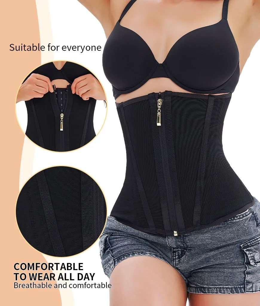 Cincher Trainer with Steel Women Hour Waist Shapewear Trainers Waist Torso Faja Boned Corset Waist Corset Glass User-friendly Short Zippe Colombiana Mesh Breathable Trainer Dual-purpose
