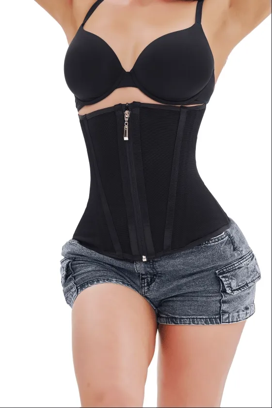 Cincher Trainer with Steel Women Hour Waist Shapewear Trainers Waist Torso Faja Boned Corset Waist Corset Glass User-friendly Short Zippe Colombiana Mesh Breathable Trainer Dual-purpose