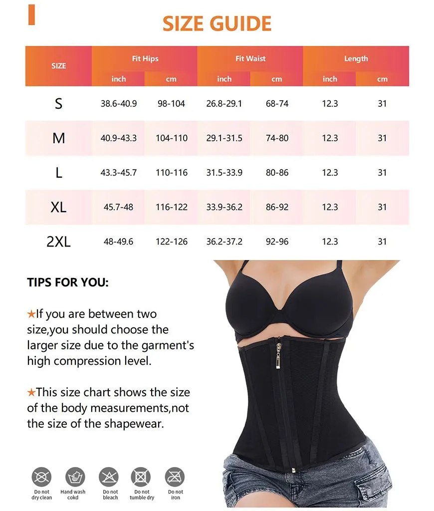 Cincher Trainer with Steel Women Hour Waist Shapewear Trainers Waist Torso Faja Boned Corset Waist Corset Glass User-friendly Short Zippe Colombiana Mesh Breathable Trainer Dual-purpose
