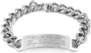 Clinical Nurse Specialist Bracelet, If at first you don't succeed, try doing what your athletic trainer told you to do the first time., Cuban Link Chain Necklace, Clinical Nurse Specialist Gifts