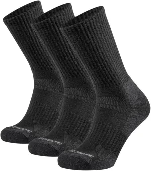 CLOSEMATE Mens Merino Wool Winter Thermal Crew Socks Cushioned Anti Blister Moisture Wicking for Hiking Sports 3 Pairs