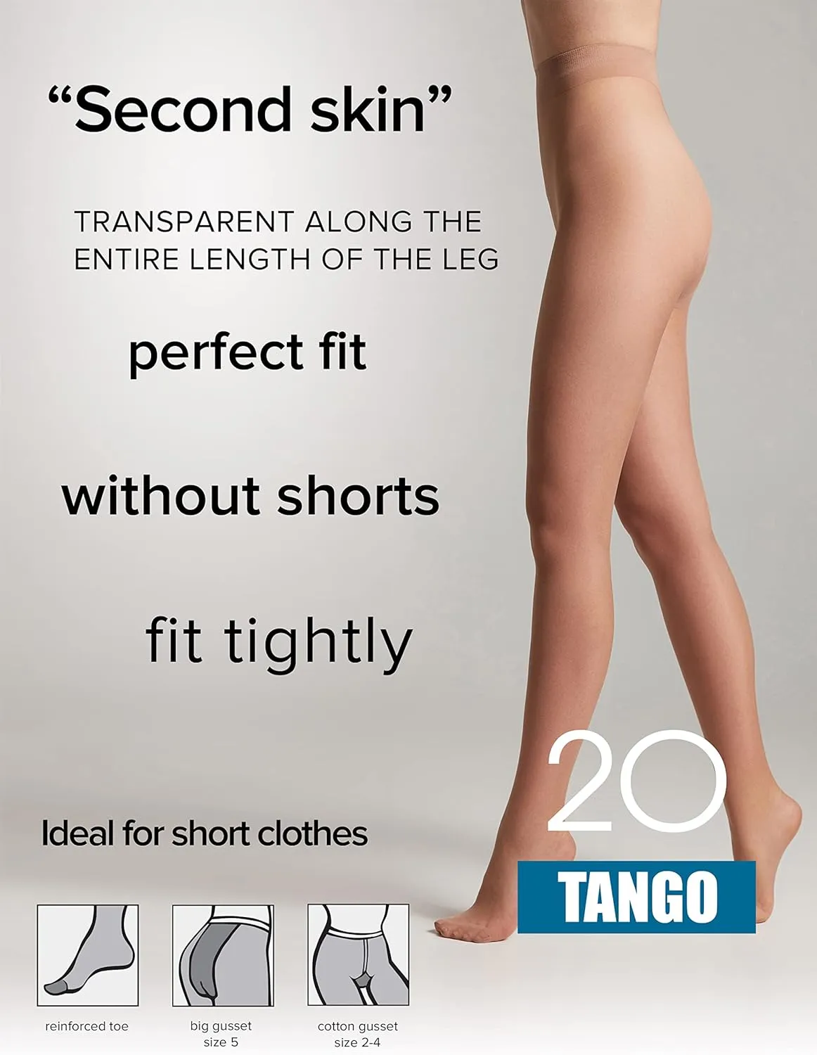 Conte Tights Sheer to Waist Pantyhose with Satin Silky Touch Effect, Tango 20 Den