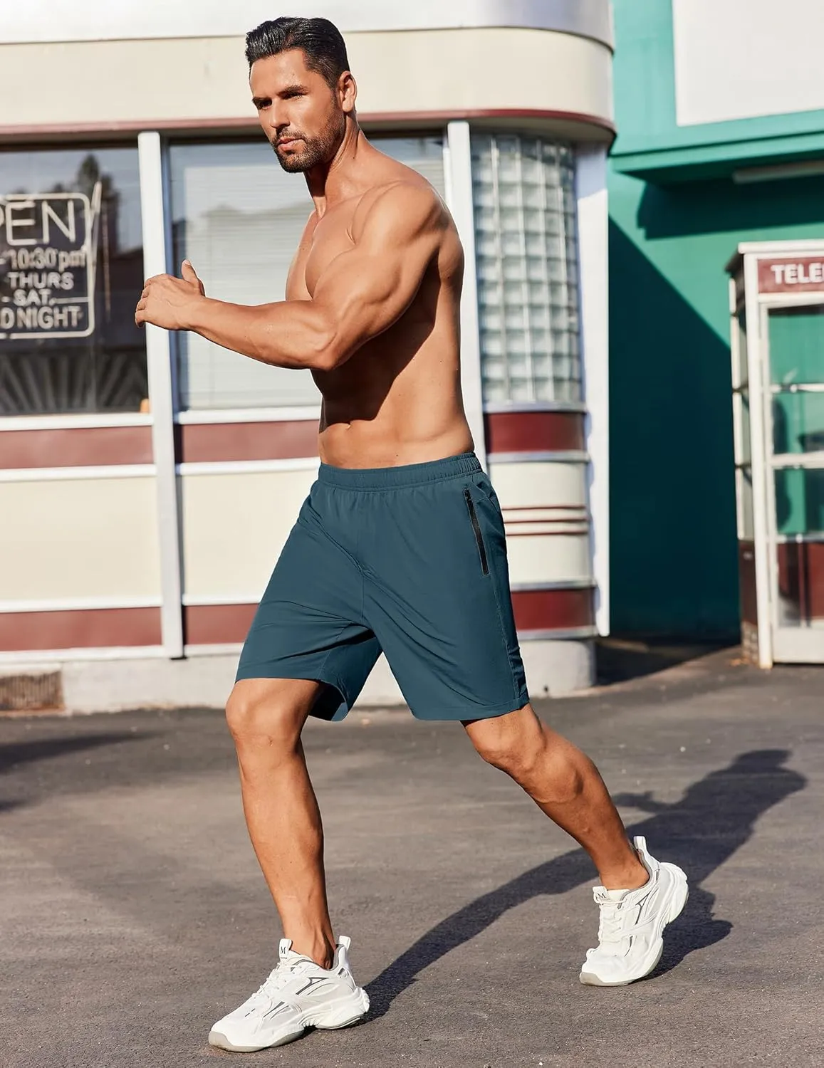 COOFANDY Men's Gym Workout Athletic Shorts Running Jogger Quick Dry Lightweight Shorts with Zipper Pockets