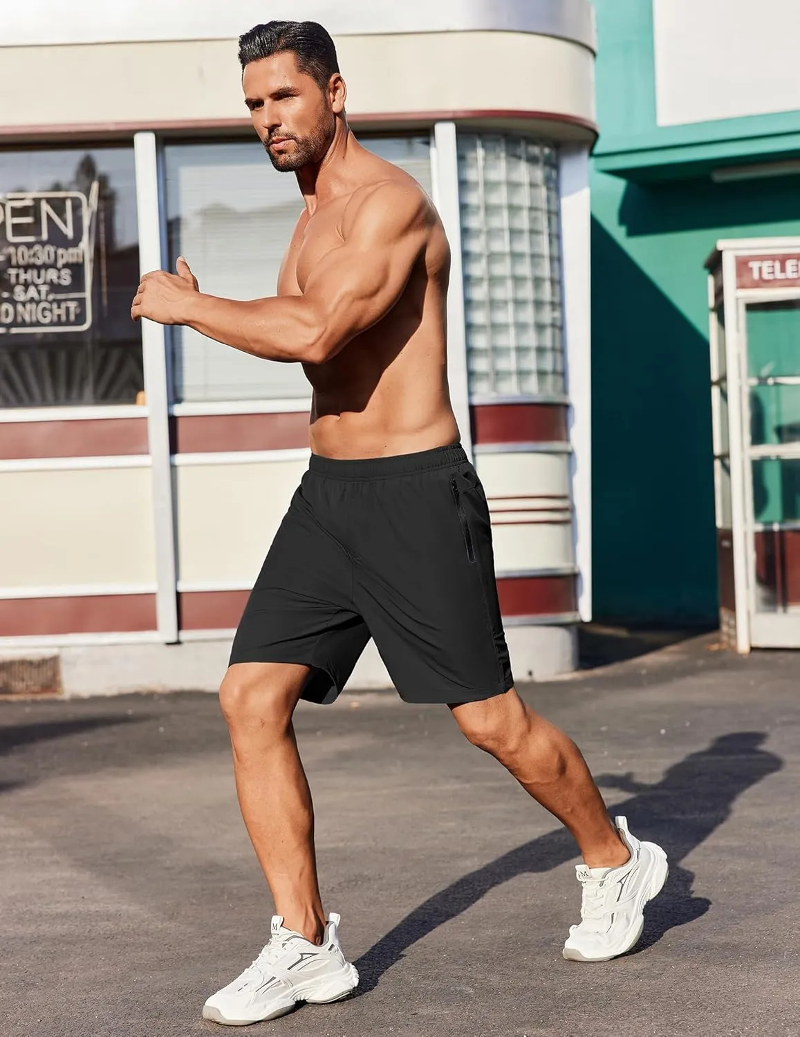 COOFANDY Men's Gym Workout Athletic Shorts Running Jogger Quick Dry Lightweight Shorts with Zipper Pockets