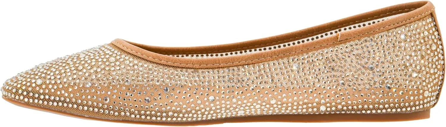 Corkys Footwear Hey Girl It's A Vibe Slip-on Ballerina Flat - Rhinestone Mesh Body, Closed Toe, Breathable and Lightweight Elegance, Comfortable and Lightly Cushioned Insoles