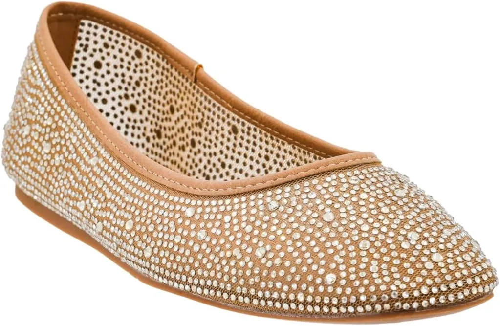 Corkys Footwear Hey Girl It's A Vibe Slip-on Ballerina Flat - Rhinestone Mesh Body, Closed Toe, Breathable and Lightweight Elegance, Comfortable and Lightly Cushioned Insoles