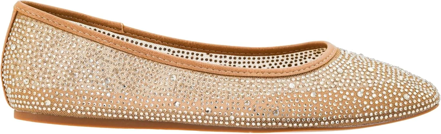 Corkys Footwear Hey Girl It's A Vibe Slip-on Ballerina Flat - Rhinestone Mesh Body, Closed Toe, Breathable and Lightweight Elegance, Comfortable and Lightly Cushioned Insoles