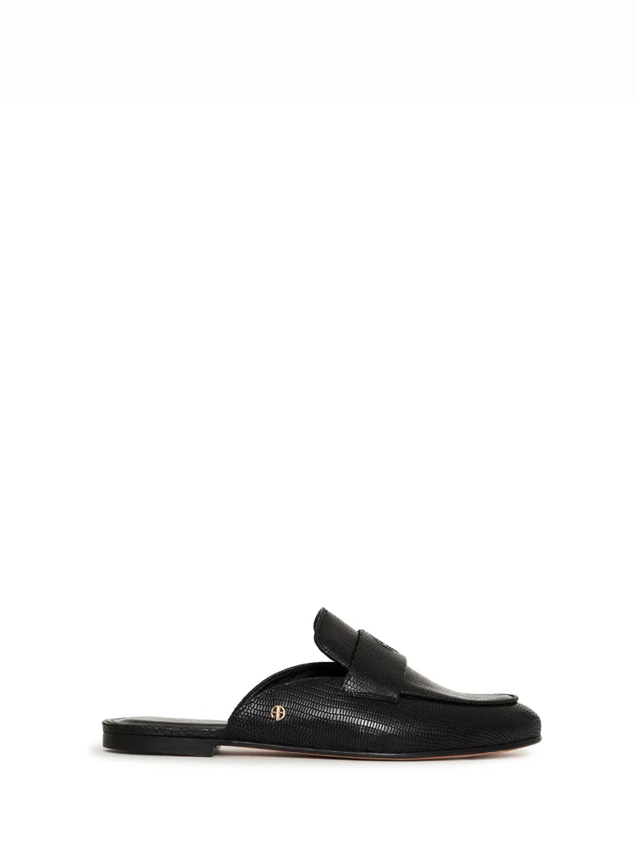 Corrine mules, mini embossed black