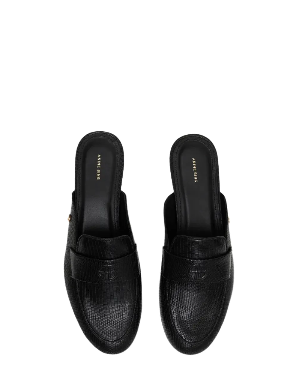 Corrine mules, mini embossed black