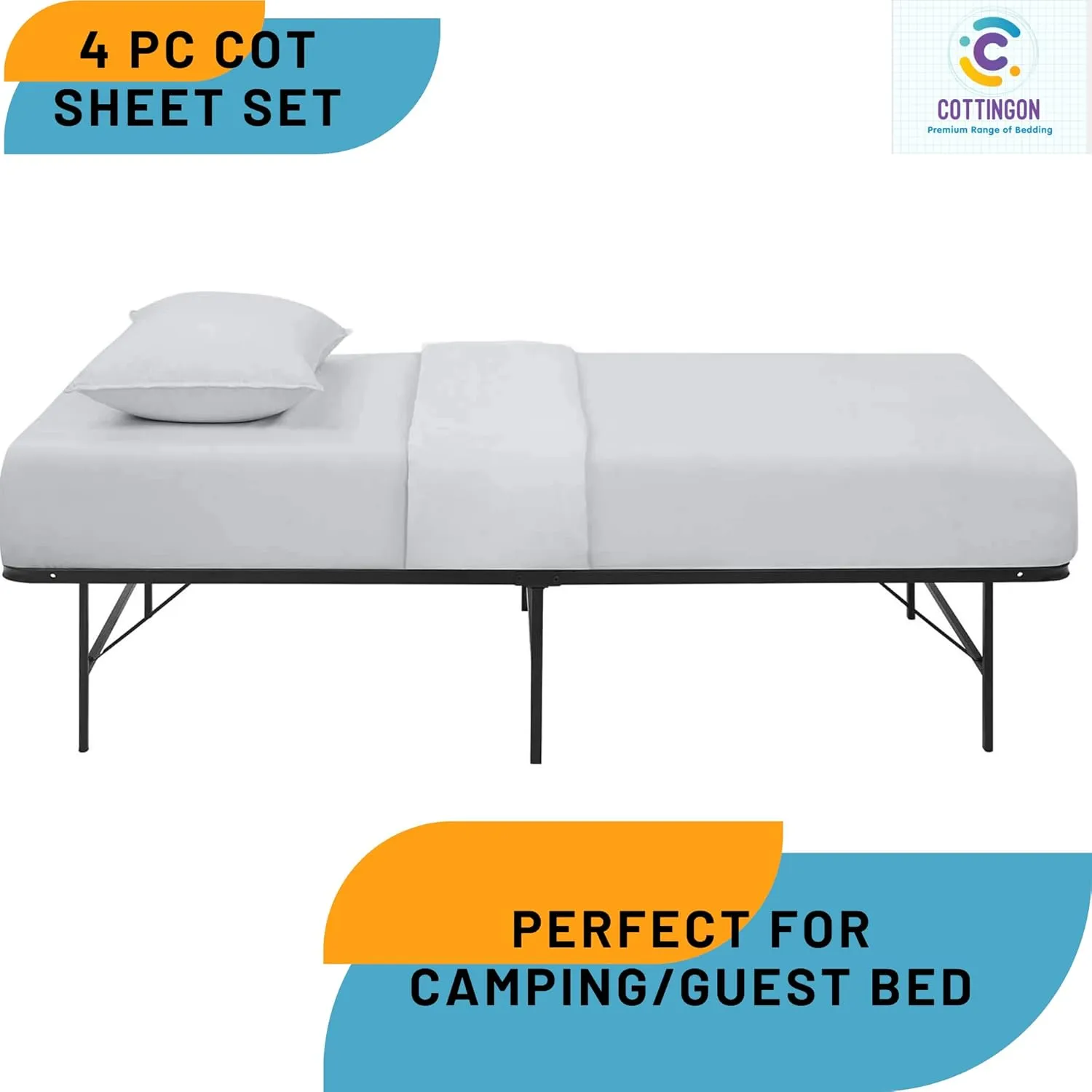 Cot Sheet 30" x 75",Cot Sheets Set- Egyptain Cotton Sheet Set (4 PCs) Cot Size Mattress Sheets Fitted for Narrow Twin/Camp Bunk/Rv Bunk/Guest Bed/to fit Upto 4-7" deep Mattress - White Solid