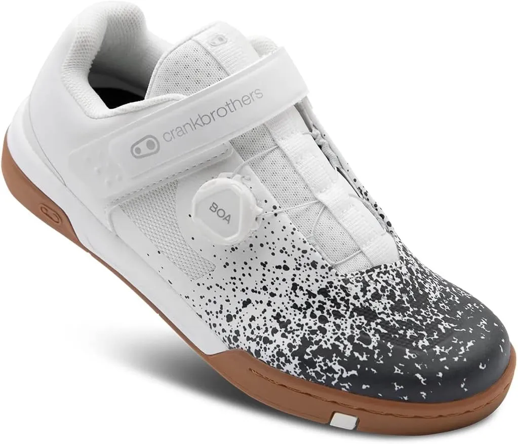 Crankbrothers Stamp BOA Splatter Mens MTB Mountain Bike Shoes White/Black 7.5 USA