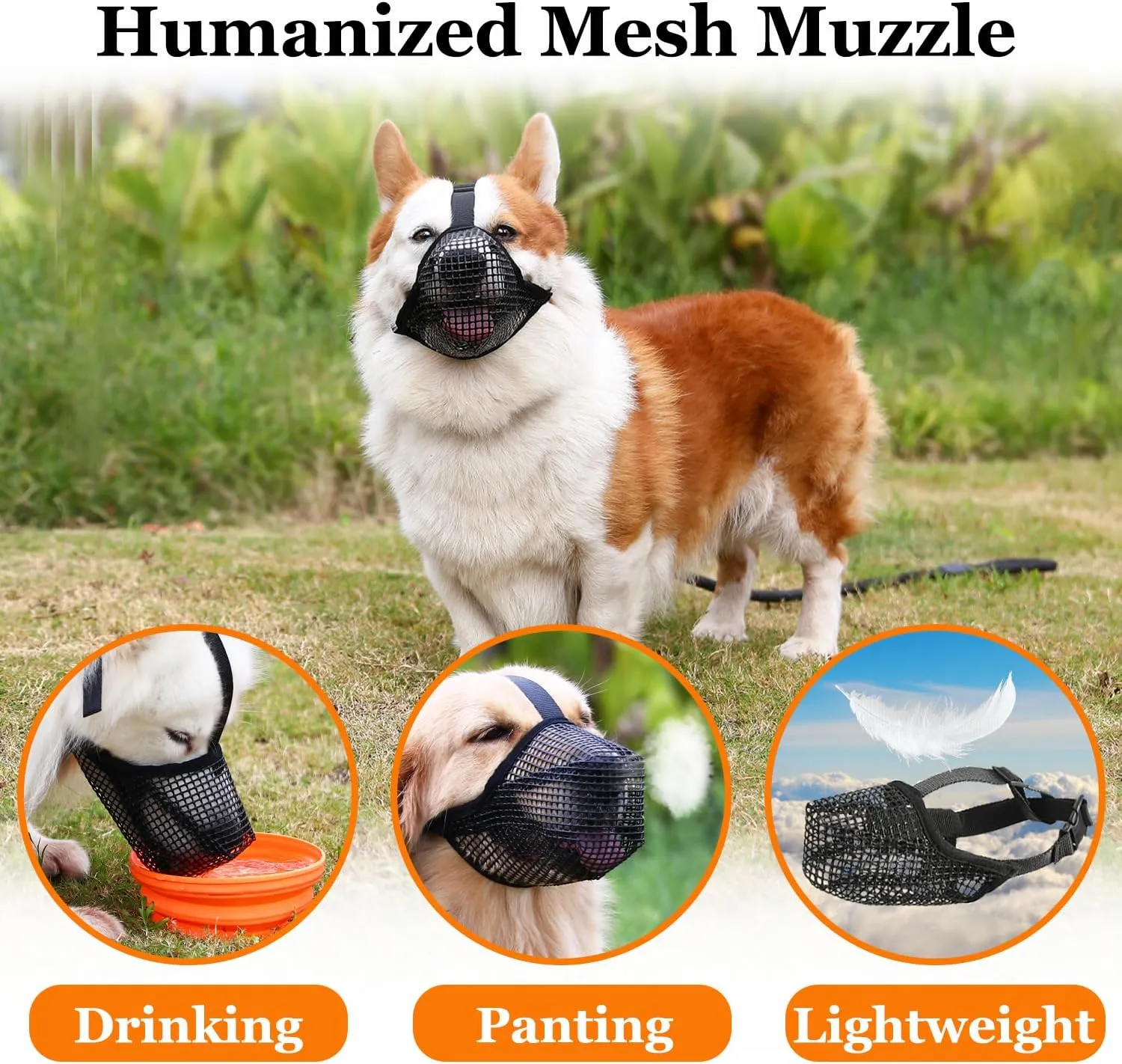Crazy Felix Dog Muzzle, Soft Mesh Muzzle for Small Medium Large Dogs Labrador German Shepherd, Breathable Adjustable Mouth Guard for Biting Chewing Scavenging, Allows Panting and Drinking(Grey,S)