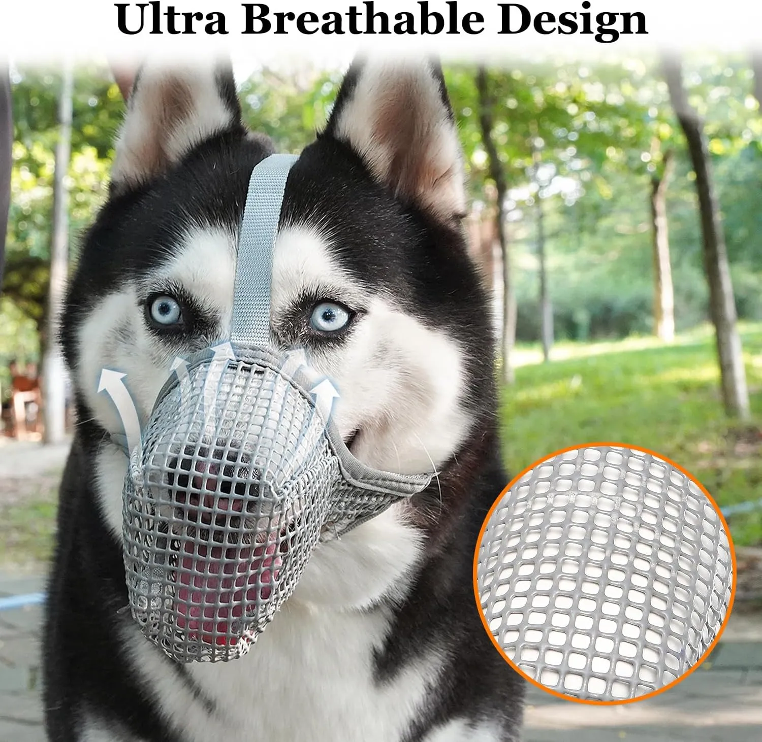 Crazy Felix Dog Muzzle, Soft Mesh Muzzle for Small Medium Large Dogs Labrador German Shepherd, Breathable Adjustable Mouth Guard for Biting Chewing Scavenging, Allows Panting and Drinking(Grey,S)