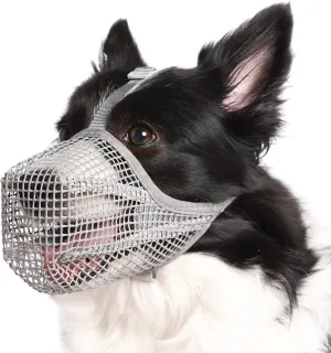 Crazy Felix Dog Muzzle, Soft Mesh Muzzle for Small Medium Large Dogs Labrador German Shepherd, Breathable Adjustable Mouth Guard for Biting Chewing Scavenging, Allows Panting and Drinking(Grey,S)