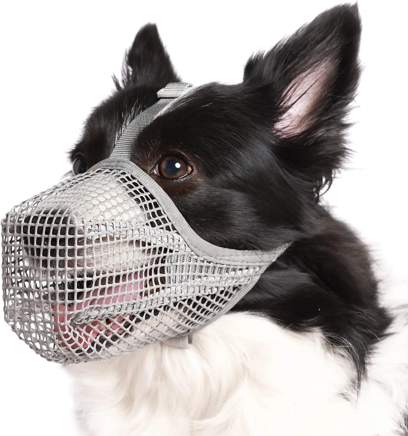 Crazy Felix Dog Muzzle, Soft Mesh Muzzle for Small Medium Large Dogs Labrador German Shepherd, Breathable Adjustable Mouth Guard for Biting Chewing Scavenging, Allows Panting and Drinking(Grey,S)