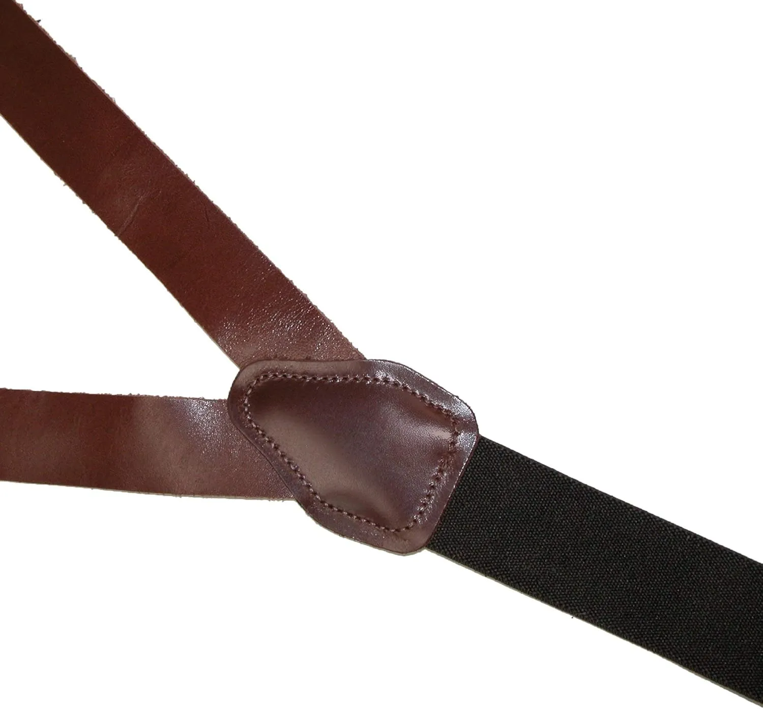 CTM® Men's Coated Leather Button-End Y-Back Suspender with Bachelor Buttons