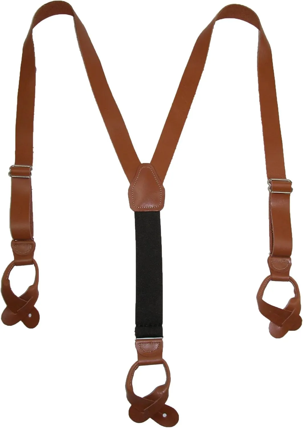 CTM® Men's Coated Leather Button-End Y-Back Suspender with Bachelor Buttons