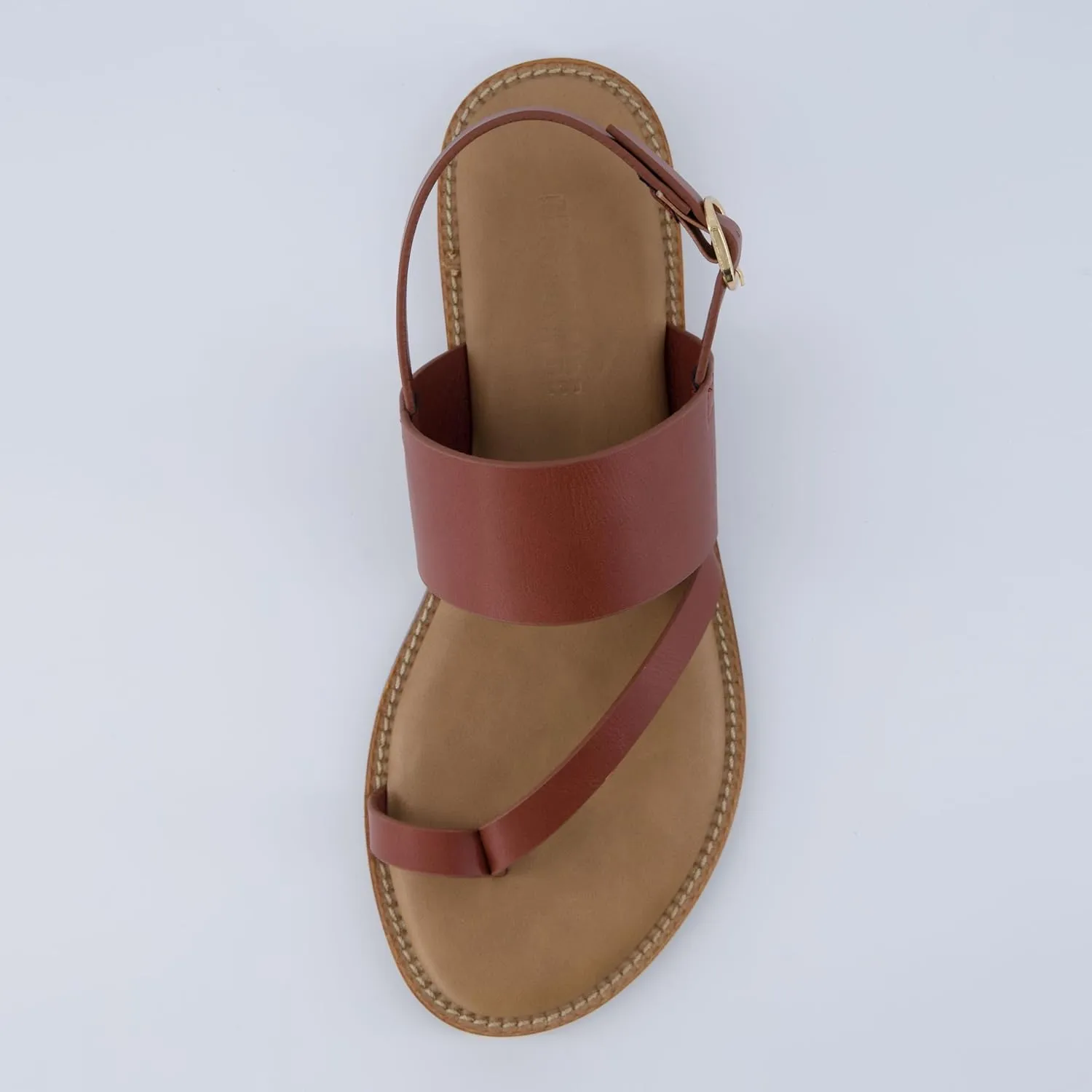 CUSHIONAIRE Leader Women’s Strappy Sandal – Premium Faux Leather Toe Loop Flat with Adjustable Ankle Strap & Cushioned Footbed