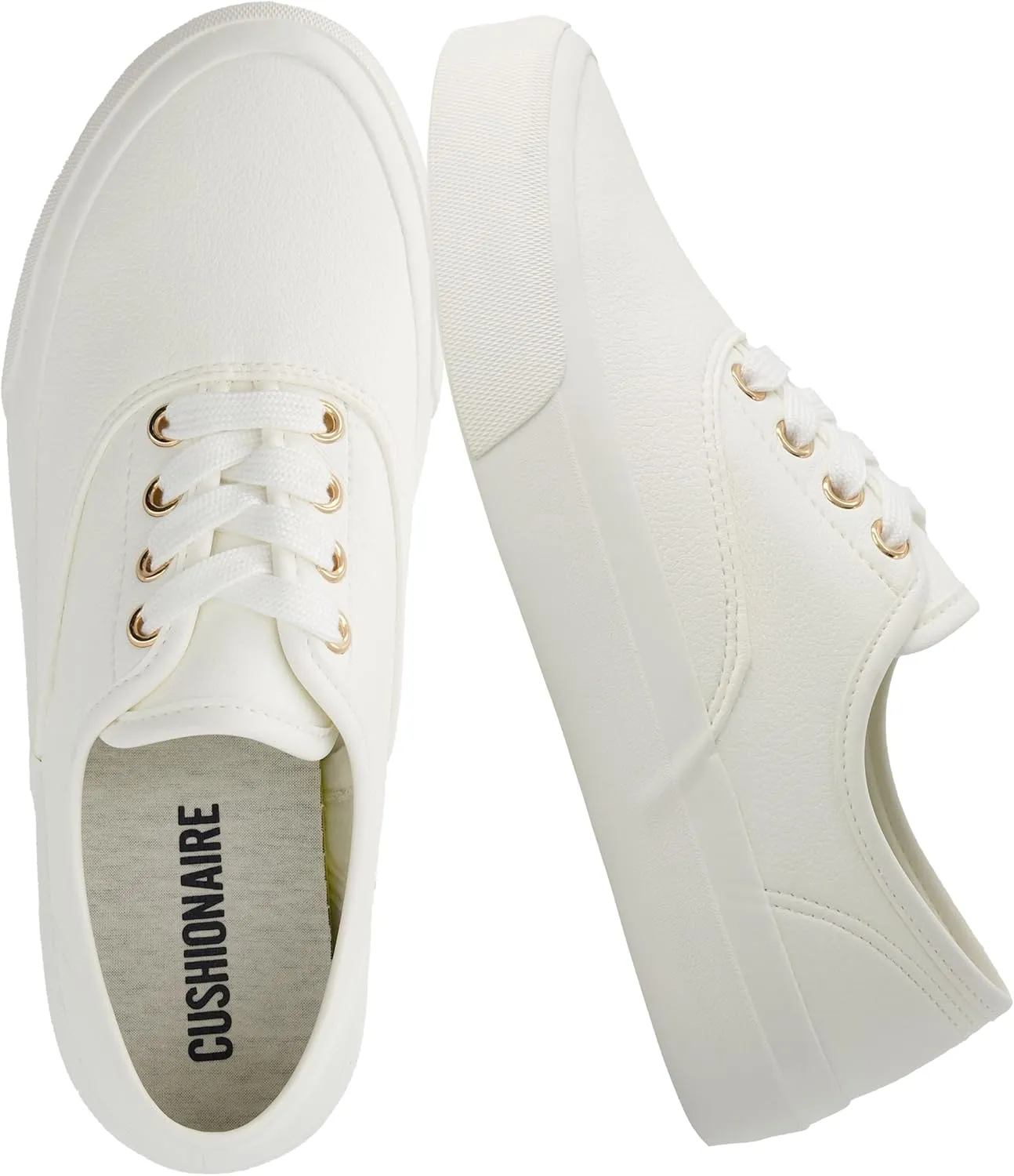 CUSHIONAIRE Women’s Freshman Canvas Lace-Up Sneaker with Memory Foam, Wide Widths Available | Casual Walking Shoes, Lightweight & Comfortable