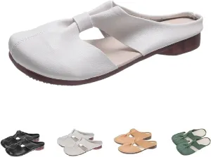 Cut Out Design Flat Mules-Cut Out Mules, 2024 New Women's Round Flat Toe Hollow Out Mules, Non-Slip Flat Mules for Women