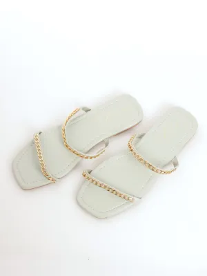 Dainty Double Strap Mule Sandal - Sage