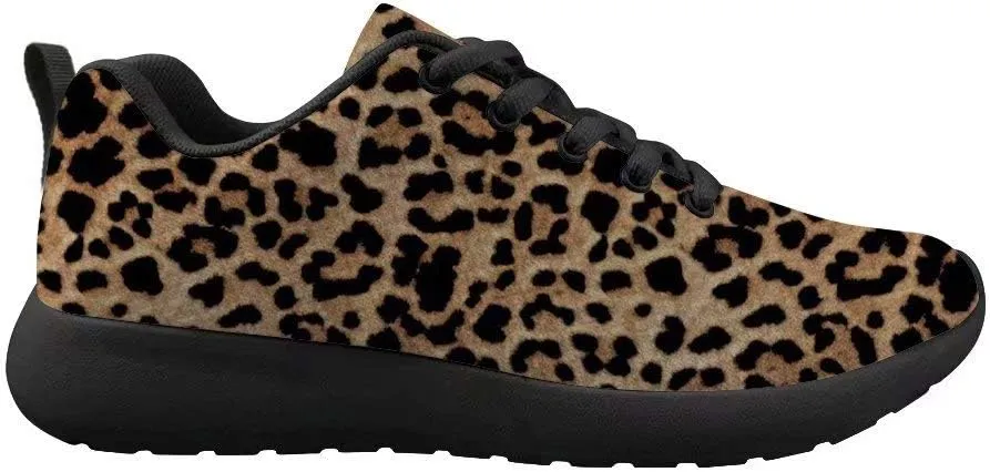 Dellukee Women's Casual Walking Shoes Fashion Colorful Leopard Printed Durable Breathable Lace Up Sport Running Sneaker