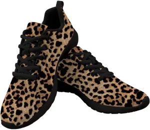 Dellukee Women's Casual Walking Shoes Fashion Colorful Leopard Printed Durable Breathable Lace Up Sport Running Sneaker