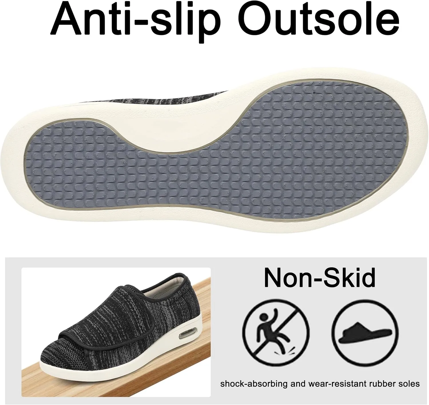 Diabetic Shoes for Men, Wide Width Elderly Men's Shoes, Adjustable Closure Lightweight Breathable, Swollen Feet Walking Edema Sneakers