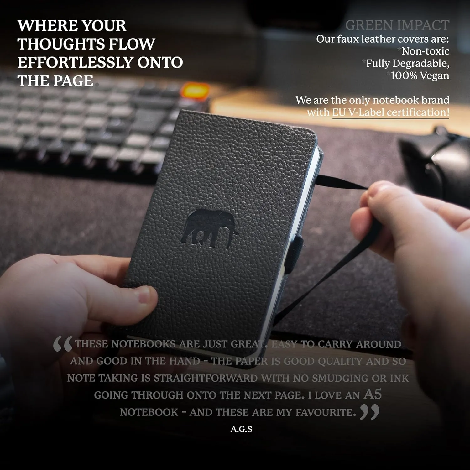Dingbats* - Wildlife A6 Blank Pocket Notebook - PU Leather Hardcover for Work and Travel Journal - Pocket, Elastic Closure, Pen Holder, Bookmark