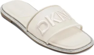 DKNY Women's Badin Studded Flat Sandal with Logo Slide