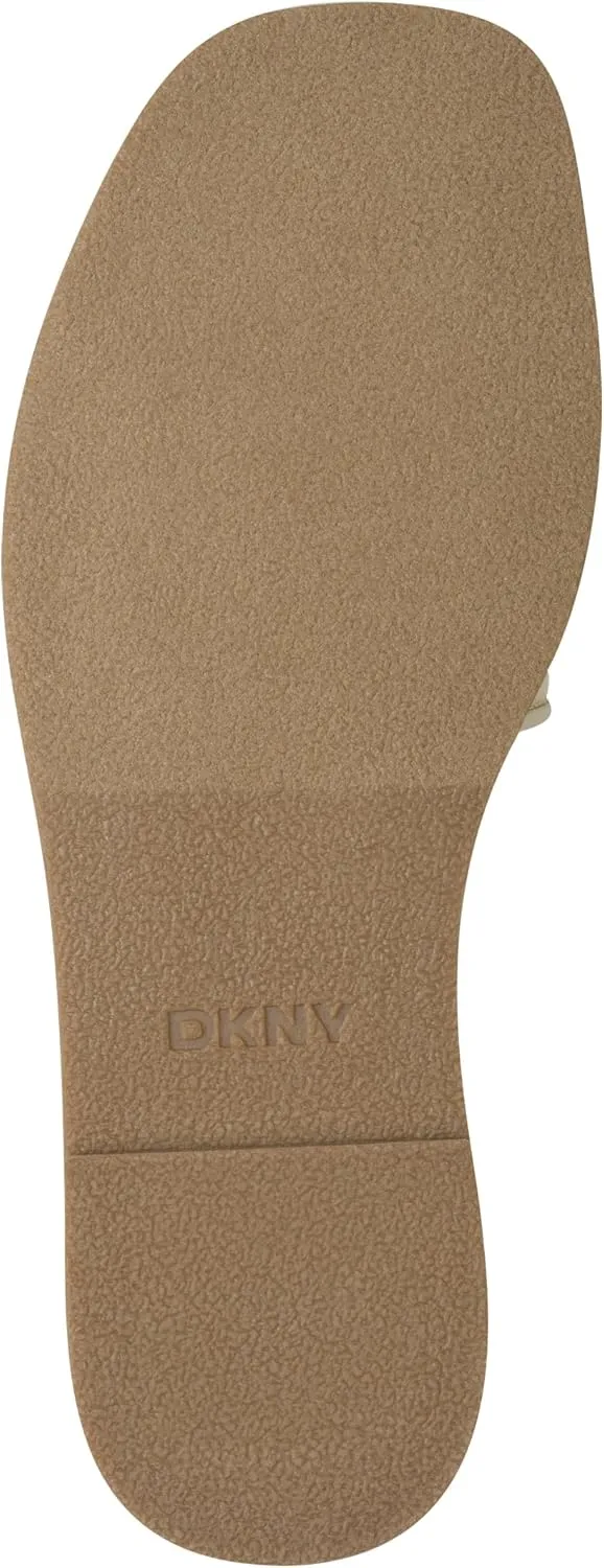 DKNY Women's Badin Studded Flat Sandal with Logo Slide