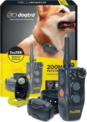 Dogtra 200NCPT Electronic Dog Training Collar with Remote for Small Dogs to Large Dogs - 2640 ft Range, Vibration, Tone, 100 Stimulation Levels, Safety Lock, Waterproof, Rechargeable, PetsTEK Edition