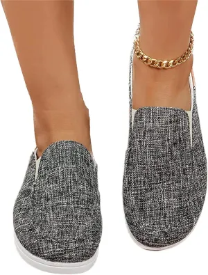 DOIX Women's Garden Clogs Shoes Slip on Canvas Slippers Backless Flat Sandals Lightweight Closed Toe Summer Casual Comfy Walking Loafer Shoes,Black,US11/EU42