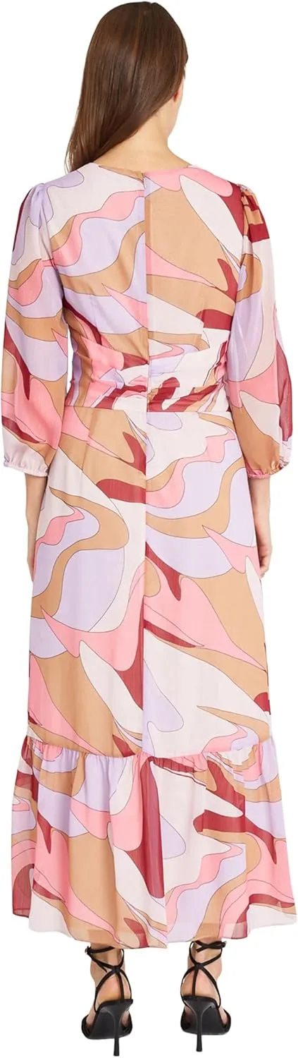 Donna Morgan Women's V-Neck Empire Waistband Maxi