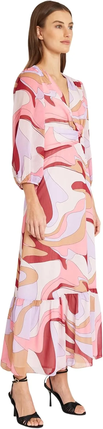 Donna Morgan Women's V-Neck Empire Waistband Maxi