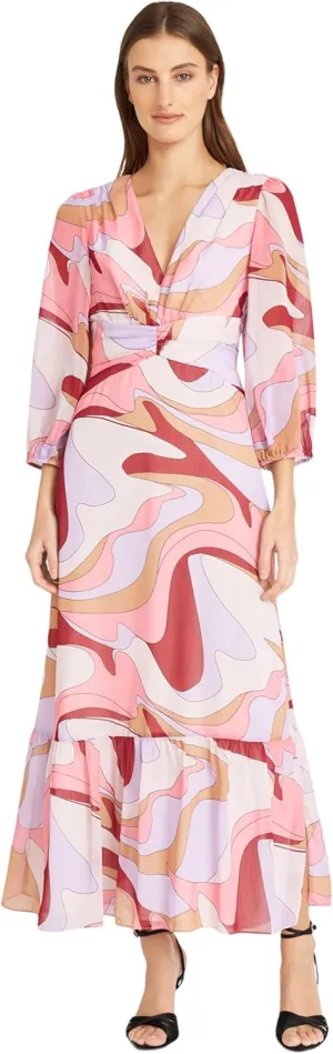 Donna Morgan Women's V-Neck Empire Waistband Maxi