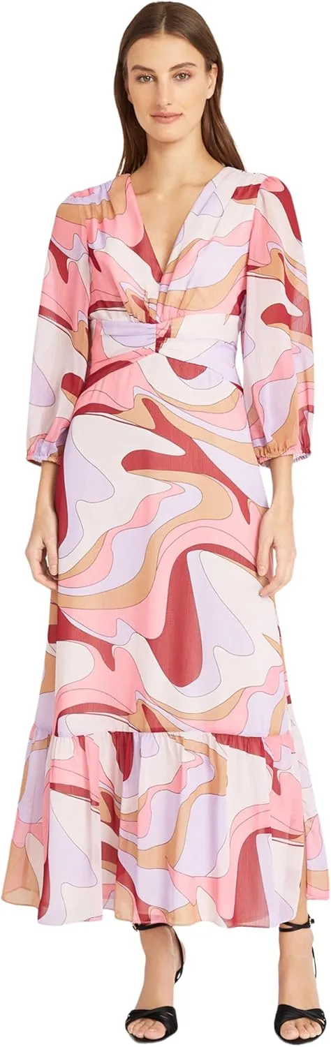 Donna Morgan Women's V-Neck Empire Waistband Maxi