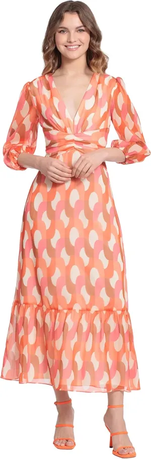 Donna Morgan Women's V-Neck Empire Waistband Maxi