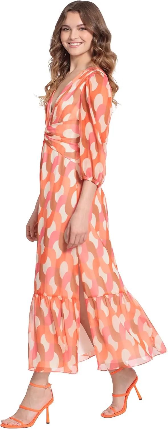 Donna Morgan Women's V-Neck Empire Waistband Maxi