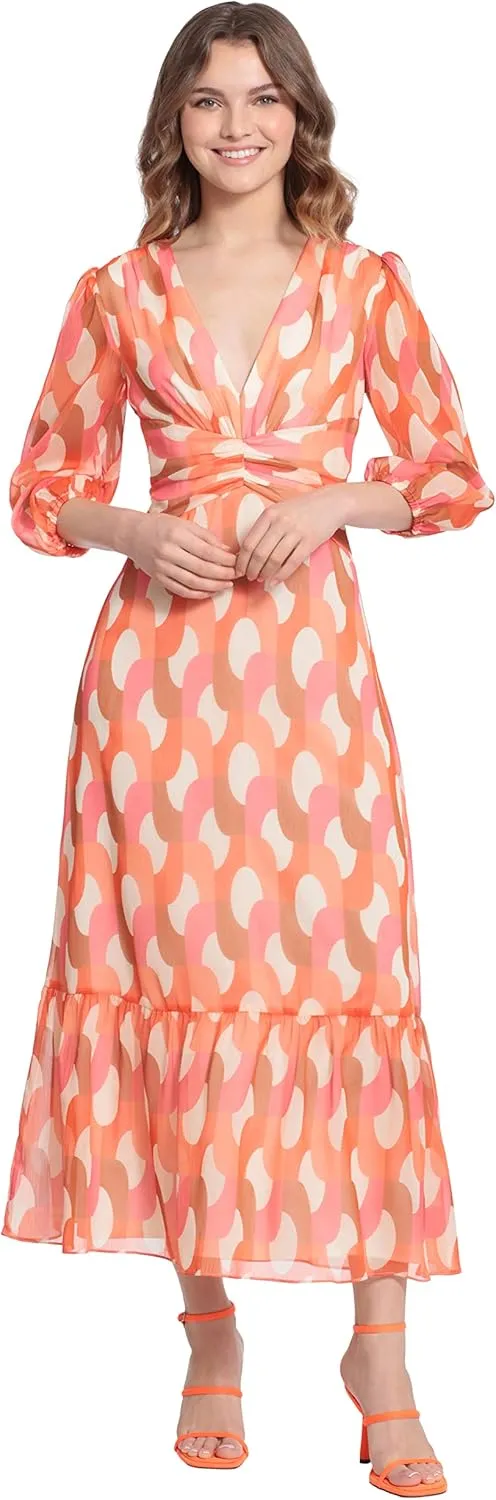 Donna Morgan Women's V-Neck Empire Waistband Maxi