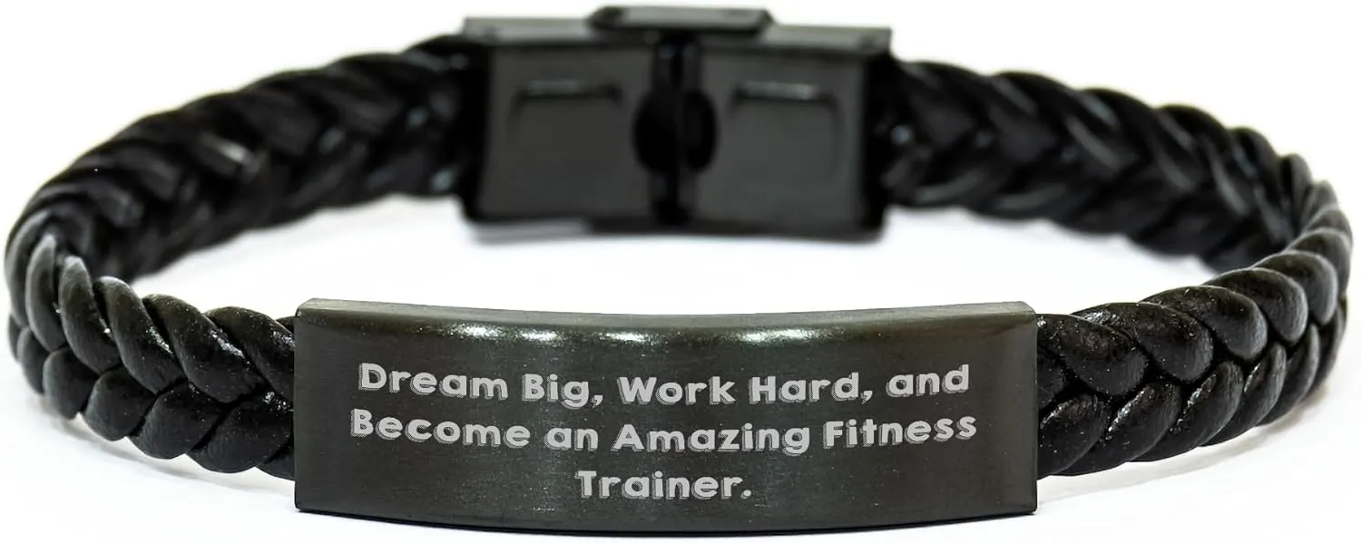Dream Big Fitness Trainer Gifts from Friends Christmas Interlaced Leather Bracelet