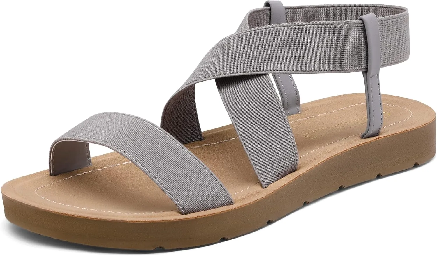 DREAM PAIRS Women's Open Toe Elastic Ankle Strap Flat Summer Sandals