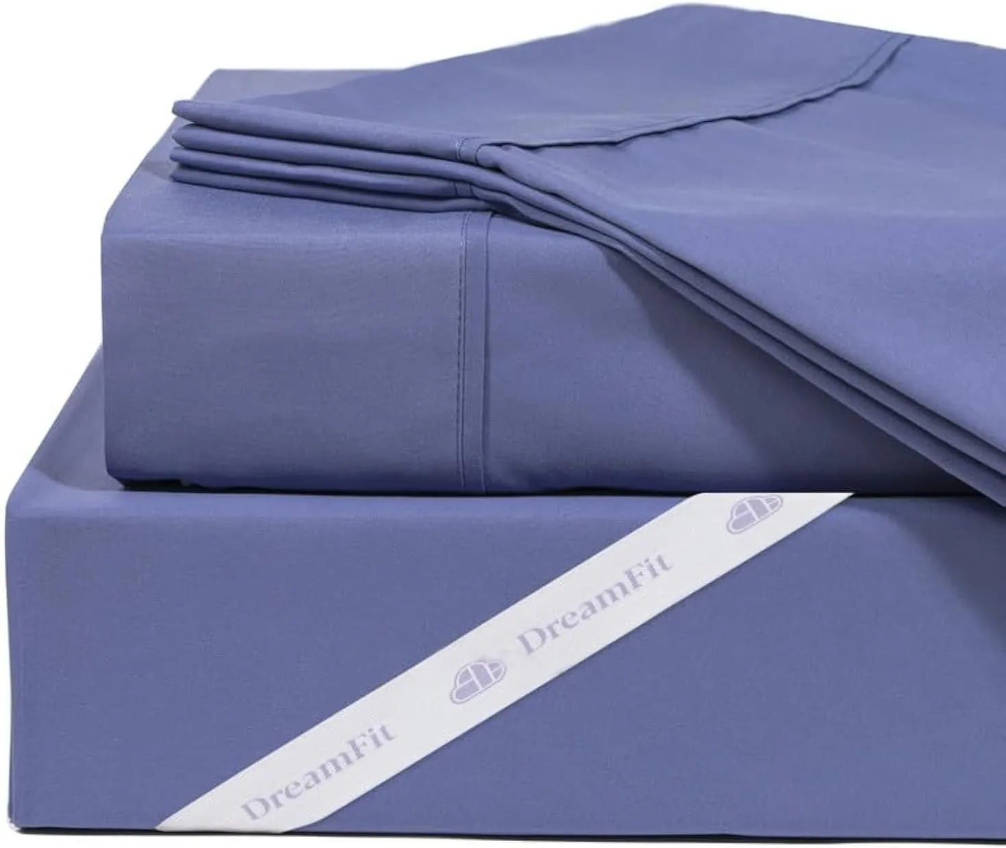 DreamFit DreamComfort Microfiber StaDry Technology Cooling Bed Sheets with Elastic Corner Straps for Extra Deep Pocket up to 20 inch Crafted in USA King Sheet Set Blue