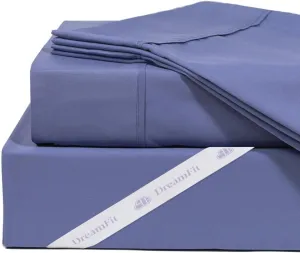 DreamFit DreamComfort Microfiber StaDry Technology Cooling Bed Sheets with Elastic Corner Straps for Extra Deep Pocket up to 20 inch Crafted in USA King Sheet Set Blue